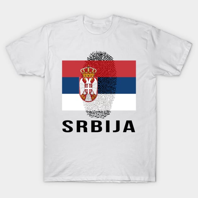 Serbia Flag DNA T-Shirt by Rocky Ro Designs